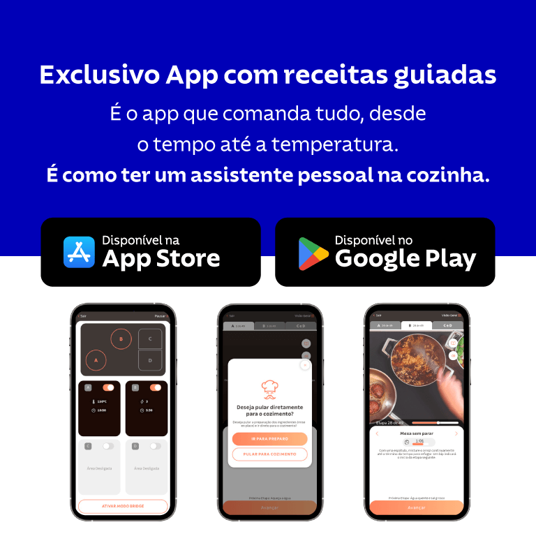 App exclusivo com receitas guiadas